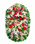 Coroa Elegancia de Rosas Vermelhas e Lírios Brancos