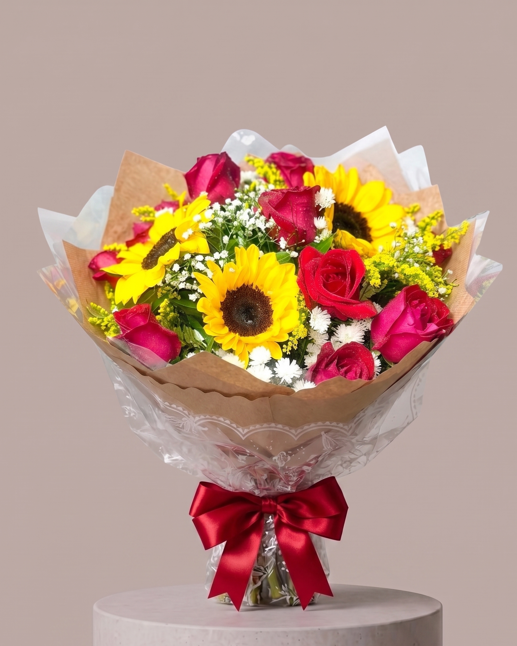 Bouquet Rosas e Girassóis