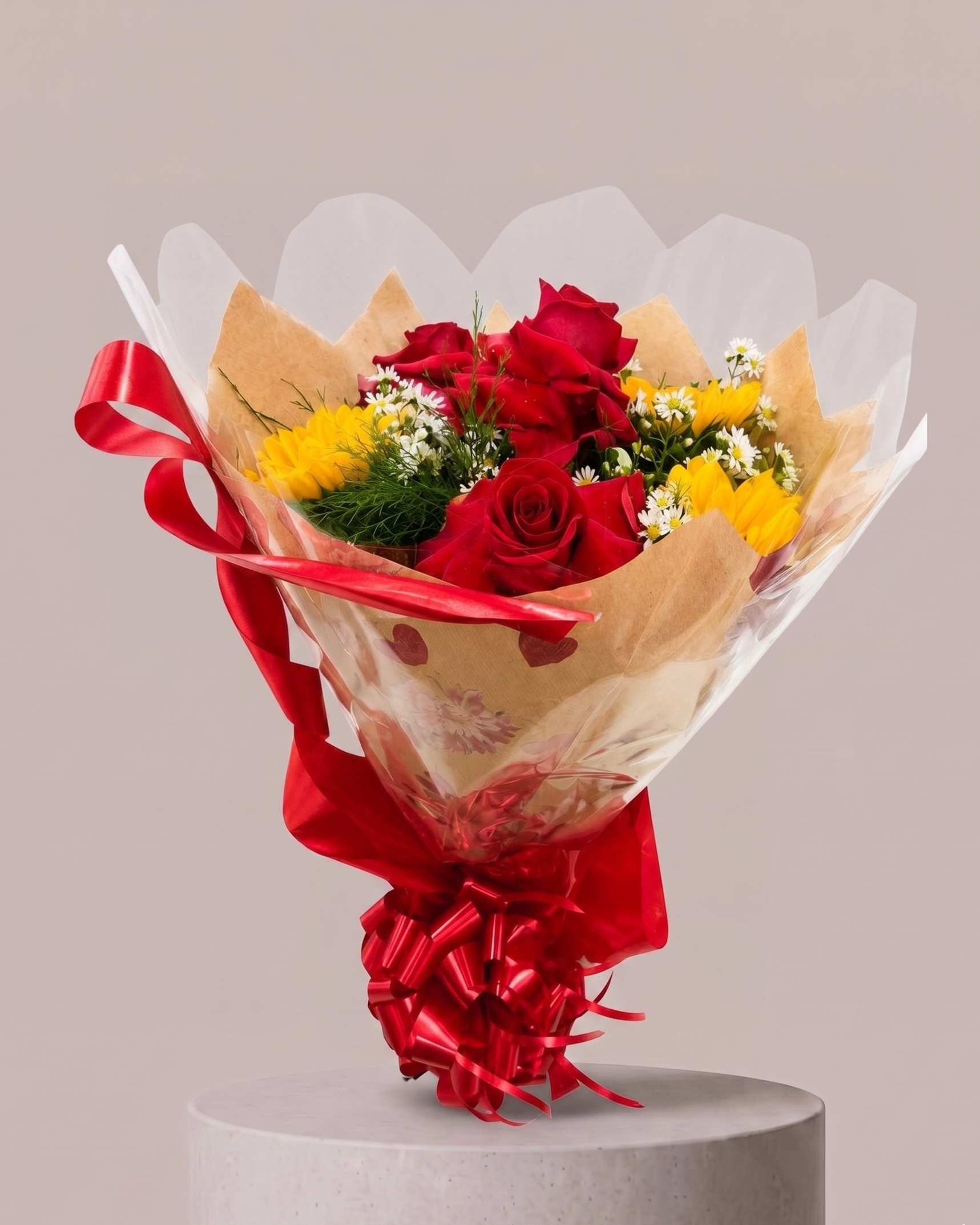 Bouquet Rosas Importadas com Girassóis