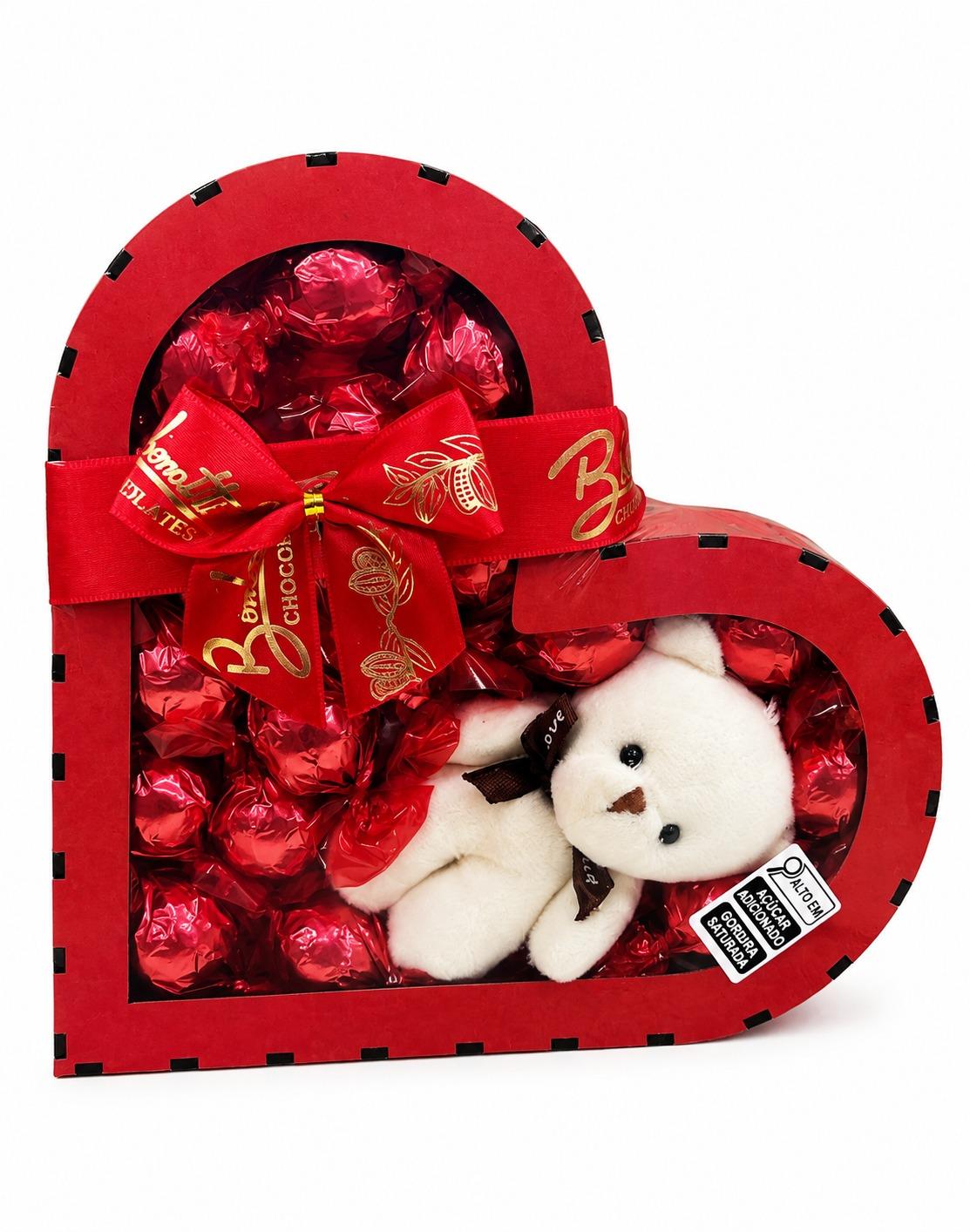 Trufas em formato de coração com mini pelúcia