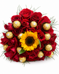 Bouquet 24 Rosas com Chocolate Ferrero Rocher