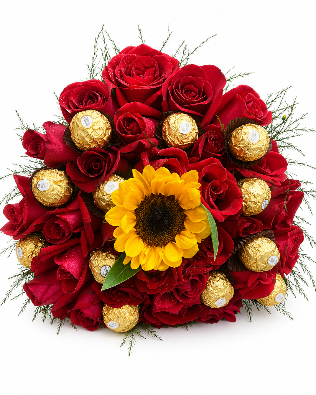 Bouquet 24 Rosas com Chocolate Ferrero Rocher